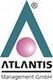 Logo von Atlantis Management GmbH, blauer Buchstabe A mit rosa Kugel in der Mitte.