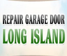 "Text: Repair Garage Door Long Island, in black and green on a gradient background."