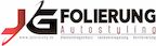 Logo mit den Buchstaben JG und Schriftzug "FOLIERUNG AUTOSTYLING" auf weißem Hintergrund.