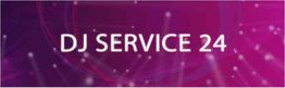 Lila Hintergrund mit weißem Text: "DJ SERVICE 24" in der Mitte.