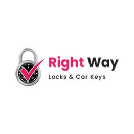 Logo with a padlock and pink check mark, text reads "Right Way Locks & Car Keys."
