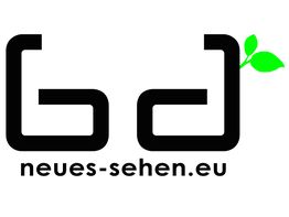 Logo von "neues-sehen.eu" mit stilisierten Buchstaben und grünen Blättern.