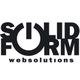 Zwart-wit logo met de tekst "Solid Form Websolutions" in moderne typografie.