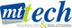 Logo con la scritta "mt tech" in caratteri blu e verdi su sfondo grigio e blu.