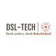 Logo van DSL-TECH met de tekst "Denk anders, denk Refurbished" en een chip-icoon.