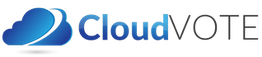 Logo of CloudVOTE with a blue cloud icon on a gray background.