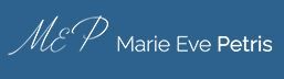 Texte sur fond bleu : "M&P Marie Eve Petris".