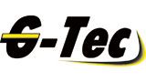 Schwarzes "G-Tec"-Logo auf weißem Hintergrund, gelber Akzent unter dem Schriftzug.