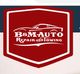 Red and white logo for B&M Auto Repair & Towing with a car outline.