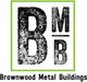 Logo of Brownwood Metal Buildings with large, textured letters "BMB" inside a green square.