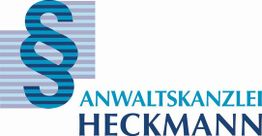 Logo der Anwaltskanzlei Heckmann mit einem großen Paragrafensymbol in Blau und Schriftzug.