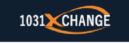 "Logo with '1031 Exchange' in white and orange on a dark blue background."