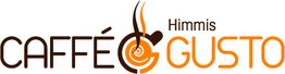 Logo von Caffé Gusto mit Dampfsymbol und dem Text "Himmis" darüber in Braun und Orange.