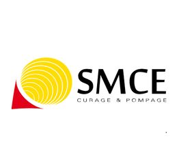 Logo de SMCE avec texte "Curage & Pompage" et un motif circulaire jaune et rouge à gauche.