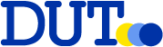 Logo mit blauem Text "DUT" und drei überlappenden Kreisen in Blau, Gelb und Hellblau.