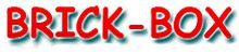 Text 'BRICK-BOX' in roten Buchstaben mit blauer Umrandung auf weißem Hintergrund.