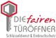 Logo mit Schlüssel und Text: "Die fairen Türöffner - Schlüsseldienst & Einbruchschutz".
