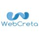 Blue WebCreta logo with a stylized 'W' above the text.