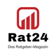 Logo von Rat24 mit rotem Diagrammsymbol und dem Text "Das Ratgeber-Magazin" darunter.