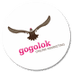 Logo mit braunem Adler und Text "gogolok ONLINE-MARKETING" in Rosa und Grau auf weißem Hintergrund.