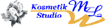 Logo mit Schriftzügen "Kosmetik Studio ML" und einer stilisierten Blume links.