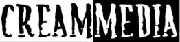 Schwarz-weiße Grafik mit dem Text "CREAMMEDIA" in stilisierter Schrift.