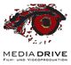 Ein stilisiertes Auge mit Schriftzug "MEDIA DRIVE Film- und Videoproduktion" darunter.