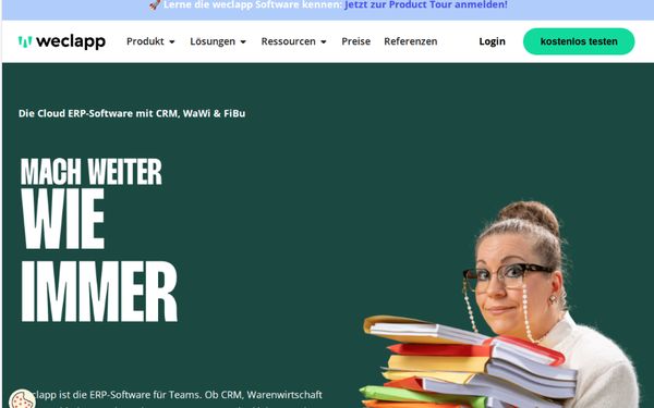 Screenshot der Website von weclapp.