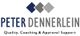Logo mit drei Rauten und Text: "Peter Dennerlein, Quality, Coaching & Approval Support".