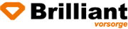 Logo von "Brilliant Vorsorge" mit orangefarbenem Symbol links und schwarzem Text rechts.