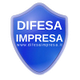 Stemma blu con la scritta "Difesa Impresa" e un sito web.