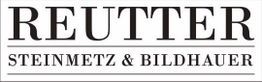 Reutter-Logo mit Schriftzug "Steinmetz & Bildhauer" in schwarzer Schrift auf weißem Hintergrund.