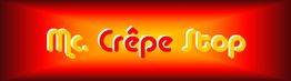 Rotes Logo mit gelbem Verlauf und gelber Schrift: "Mc. Crêpe Stop".