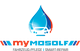 Logo mit blauem Wassertropfen, integrierter Autoumrandung und roten Akzenten.