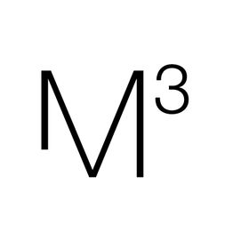 Buchstabe "M" mit hochgestellter Zahl drei, symbolisiert Hoch drei oder Kubik.