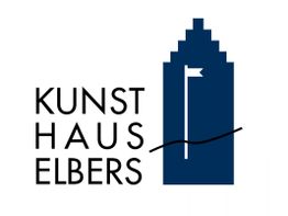 Logo des Kunsthaus Elbers mit stilisierter blauer Silhouette und Schriftzug.