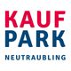 "Kaufpark Neutraubling Logo in roten und blauen Buchstaben."
