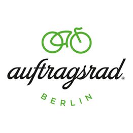 Grünes Fahrradsymbol über dem Text "auftragsrad Berlin" in stilisierter Schrift.