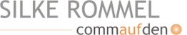 Text: "SILKE ROMMEL comma auf den" mit einem orangefarbenen Punkt am Ende.