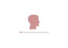Logo des IHC: Silhouette eines Kopfes mit roten Streifen, Text "Institut für Hypnose und Coaching".