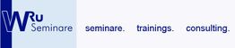 Logo von WRu Seminare mit den Wörtern: seminare, trainings, consulting.