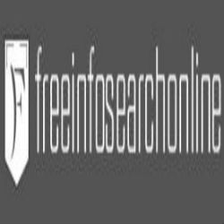 Logo with text "freeinfosearchonline" on a dark background.