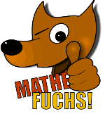 Illustration eines Fuchses mit Daumen hoch und dem Text "MATHE FUCHS!" darunter.