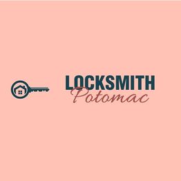 Key icon and "Locksmith Potomac" text on a peach background.
