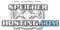 Logo mit Text "SPEICHER HOSTING.COM" und einem grauen, stilisierten Hintergrund.