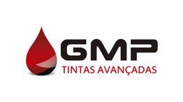 Logo da GMP Tintas Avançadas com gota vermelha estilizada ao lado do texto.