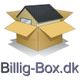 Kasse med hus indeni; tekst: "Billig-Box.dk".