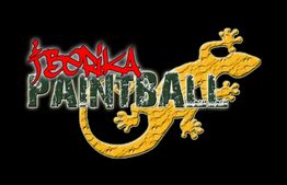 Logotipo de Iberika Paintball con una silueta amarilla de lagarto sobre fondo negro.