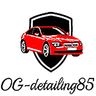 Logo de voiture rouge sur fond noir avec texte "OG-detailing85" en dessous.