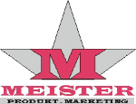 Roter Buchstabe "M" vor grauem Stern. Text darunter: "MEISTER PRODUKT MARKETING".